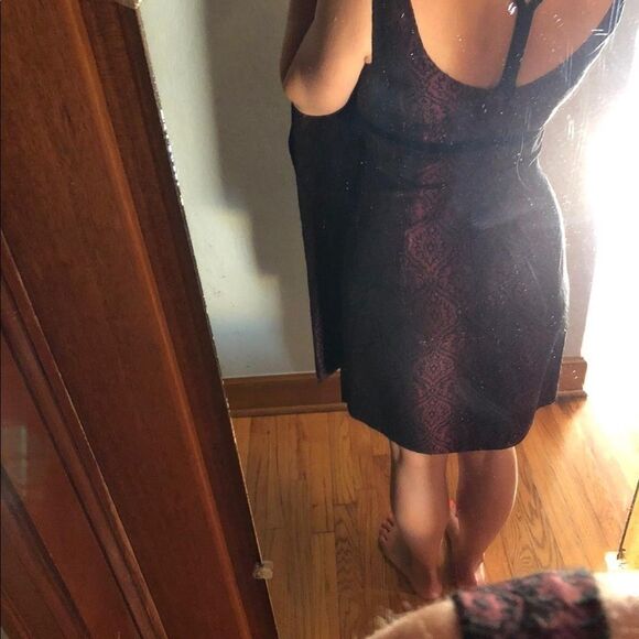 Nanette Lepore Vintage 2 Pc Shift Dress Suit Acetate/Acrylic Burgundy Sz 4 - Picture 6 of 14